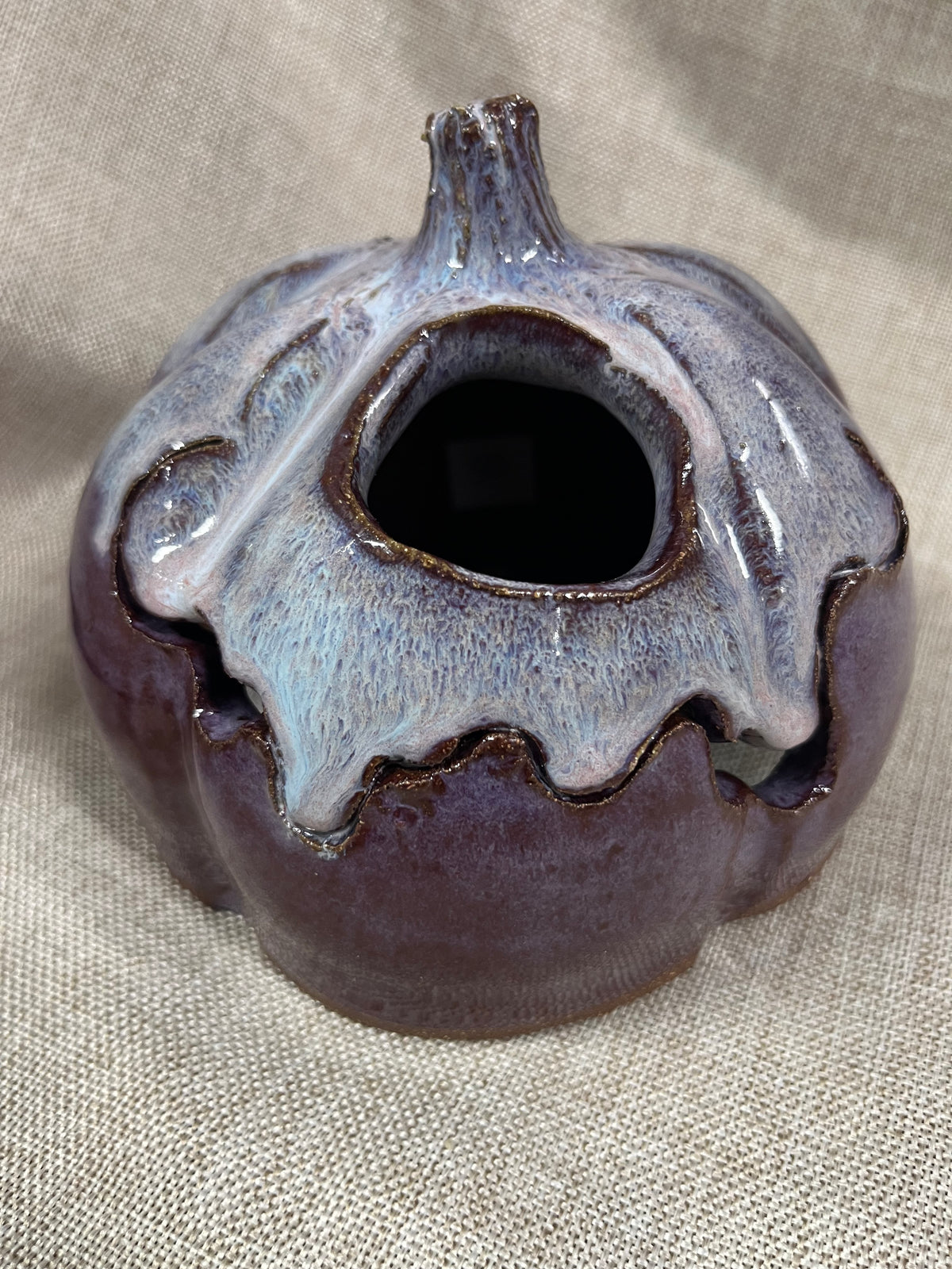 Purple Cyclops Ceramic Pumpkin