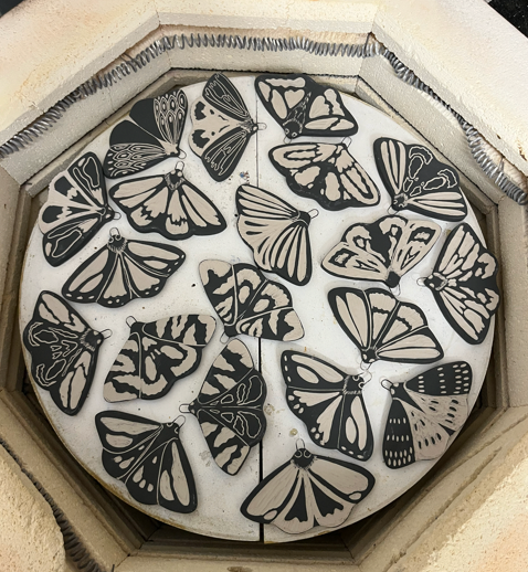 Black and White Ceramic Moth Tiles