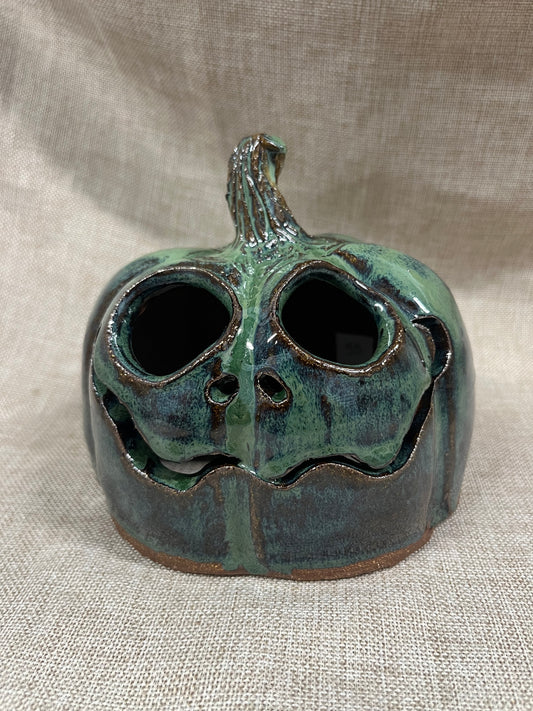 Dark Green Ceramic Pumpkin