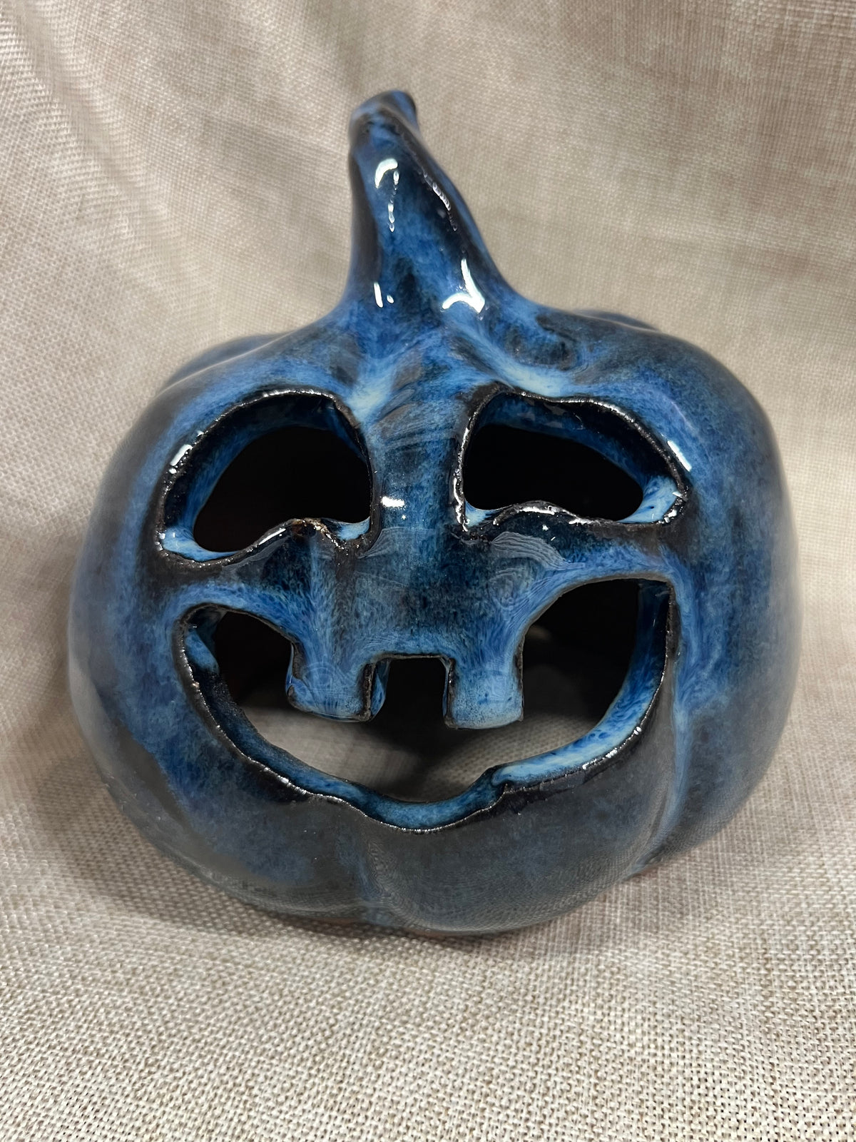 Classic Blue Ceramic Pumpkin