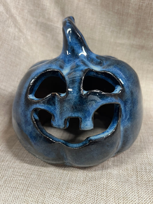 Classic Blue Ceramic Pumpkin