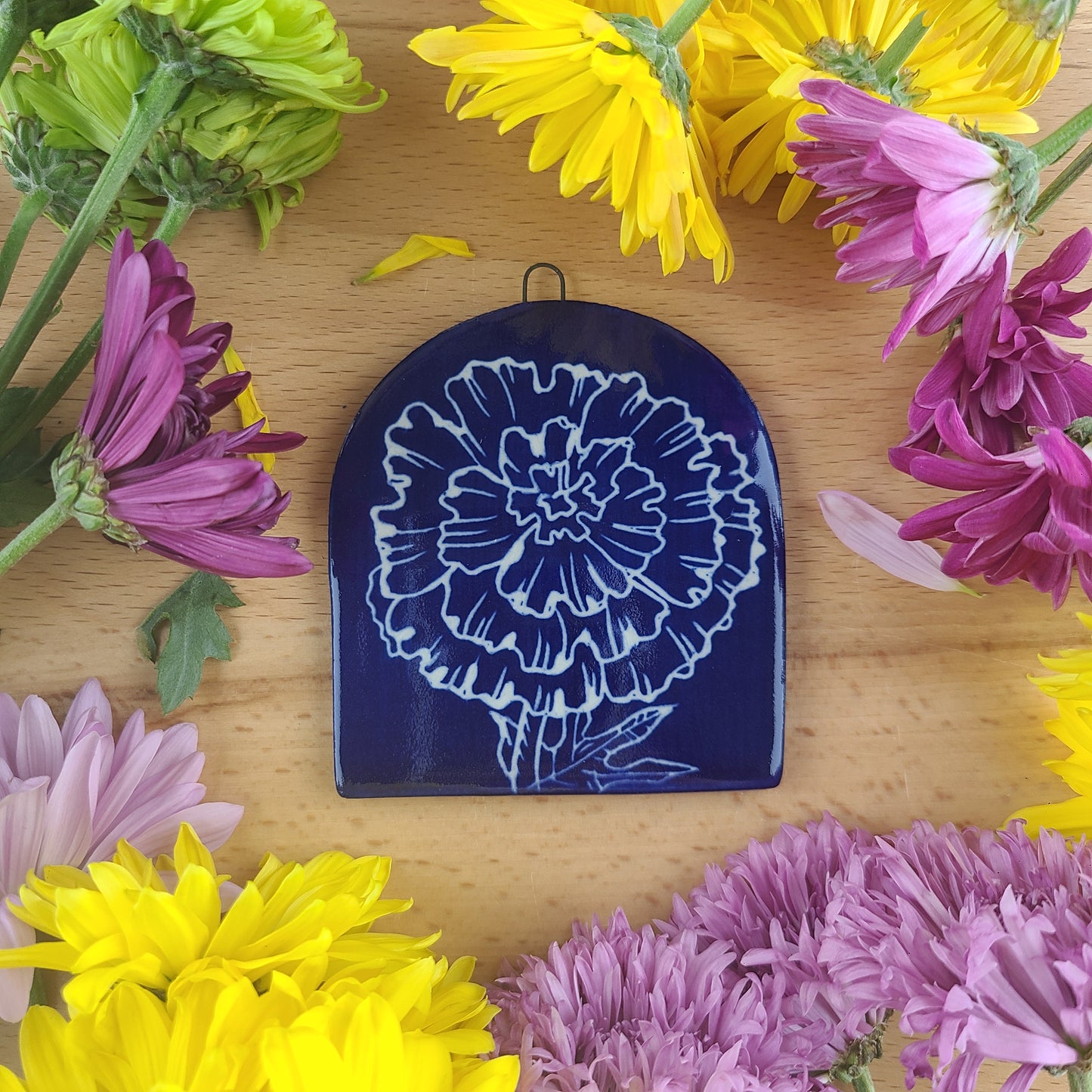 Marigold Cyanotype Tile 072074