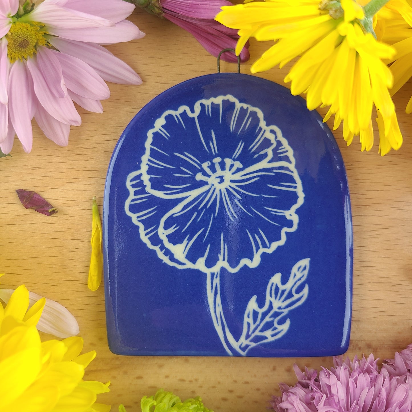 Poppy Cyanotype Tile 072069